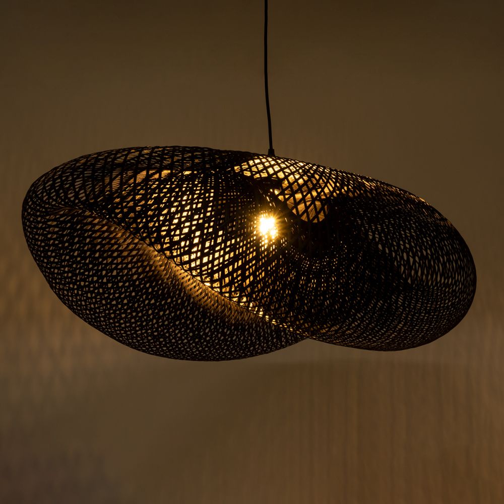GLOBOSTAR® MEXICO 02203 Boho Κρεμαστό Φωτιστικό Οροφής με Ντουί 1 x E27 AC 220-240V IP20 - Μαύρο - Μ100 x Π62 x Υ33cm