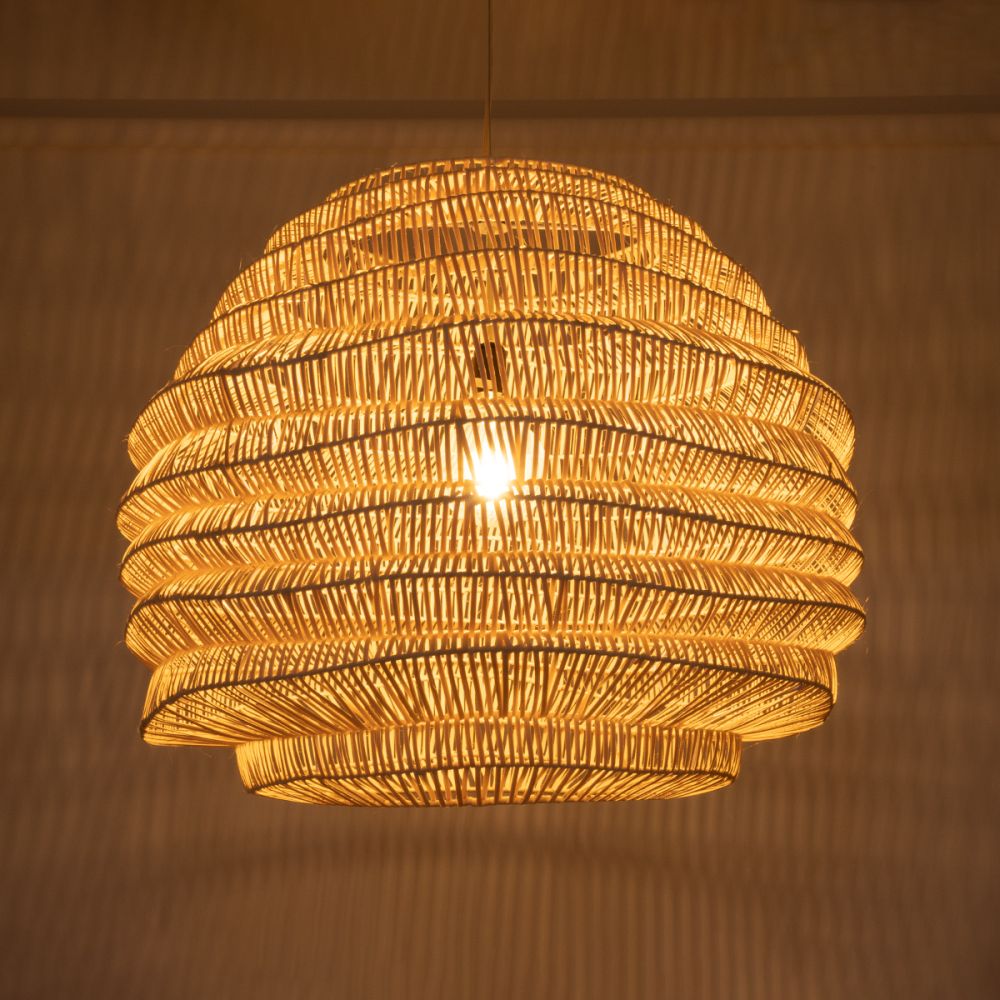 GLOBOSTAR® OREGON 02207 Boho Κρεμαστό Φωτιστικό Οροφής με Ντουί 1 x E27 AC 220-240V IP20 - Μπεζ - Μ80 x Π80 x Υ65cm