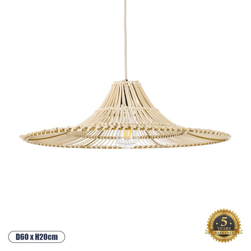 GLOBOSTAR® PALERMO 02208 Boho Κρεμαστό Φωτιστικό Οροφής με Ντουί 1 x E27 AC 220-240V IP20 - Μπεζ - Μ60 x Π60 x Υ20cm