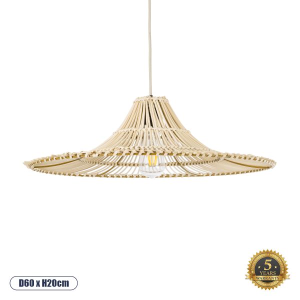 GLOBOSTAR® PALERMO 02208 Boho Κρεμαστό Φωτιστικό Οροφής με Ντουί 1 x E27 AC 220-240V IP20 - Μπεζ - Μ60 x Π60 x Υ20cm