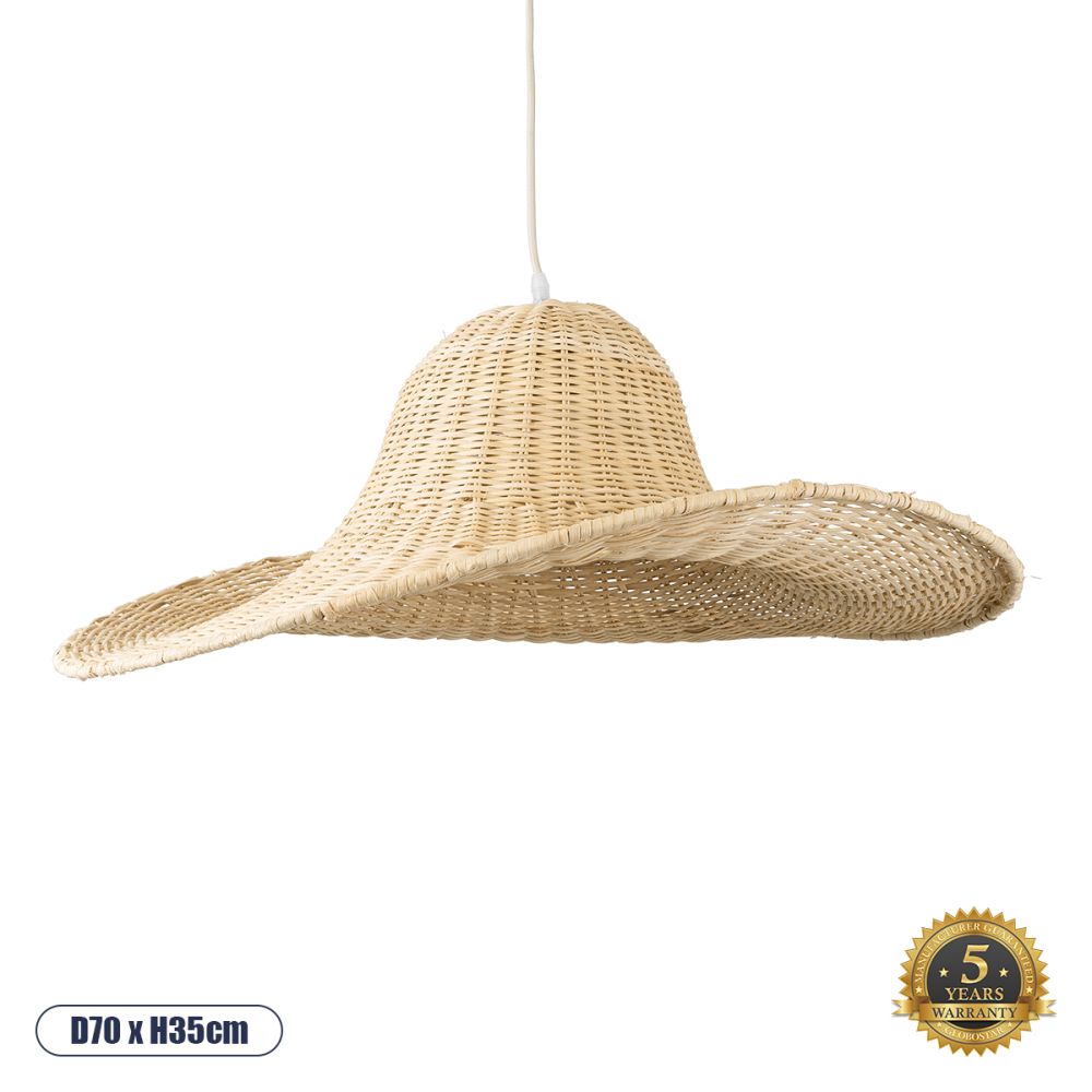 GLOBOSTAR® ESPARGOS 02214 Boho Κρεμαστό Φωτιστικό Οροφής με Ντουί 1 x E27 AC 220-240V IP20 - Μπεζ - Μ70 x Π70 x Υ35cm
