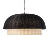 GLOBOSTAR® CORSICA 02216 Boho Κρεμαστό Φωτιστικό Οροφής με Ντουί 1 x E27 AC 220-240V IP20 - Μαύρο & Μπεζ - Μ70 x Π70 x Υ35cm