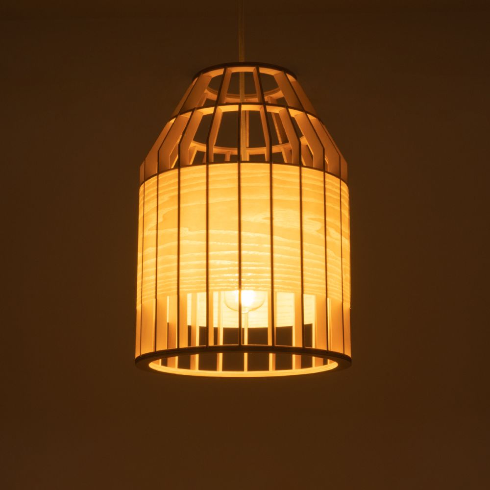 GLOBOSTAR® GALIA 02219 Boho Κρεμαστό Φωτιστικό Οροφής με Ντουί 1 x E27 AC 220-240V IP20 - Μπεζ & Καφέ - Μ30 x Π30 x Υ40cm