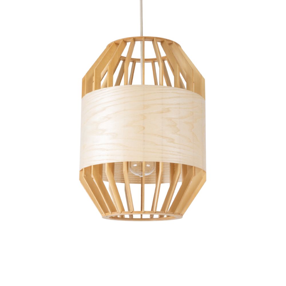 GLOBOSTAR® GALIA 02220 Boho Κρεμαστό Φωτιστικό Οροφής με Ντουί 1 x E27 AC 220-240V IP20 - Μπεζ & Καφέ - Μ30 x Π30 x Υ40cm