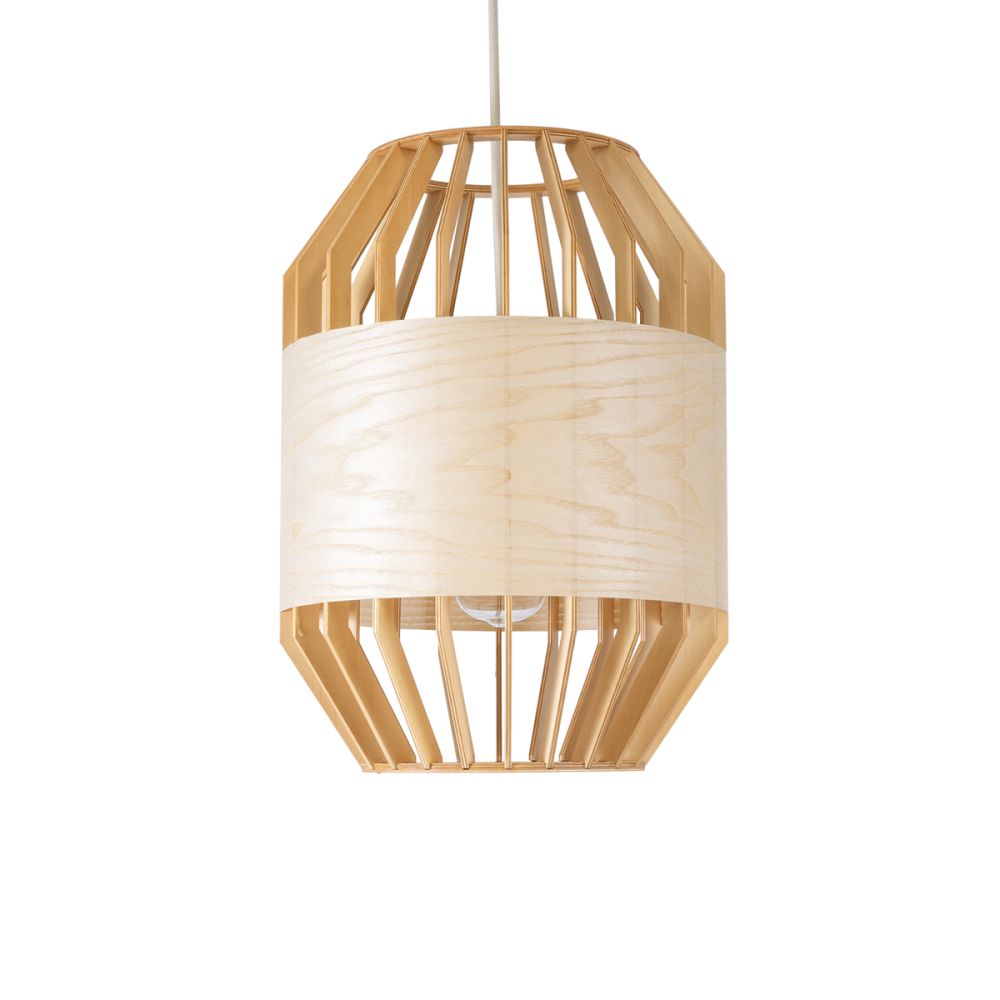 GLOBOSTAR® GALIA 02220 Boho Κρεμαστό Φωτιστικό Οροφής με Ντουί 1 x E27 AC 220-240V IP20 - Μπεζ & Καφέ - Μ30 x Π30 x Υ40cm