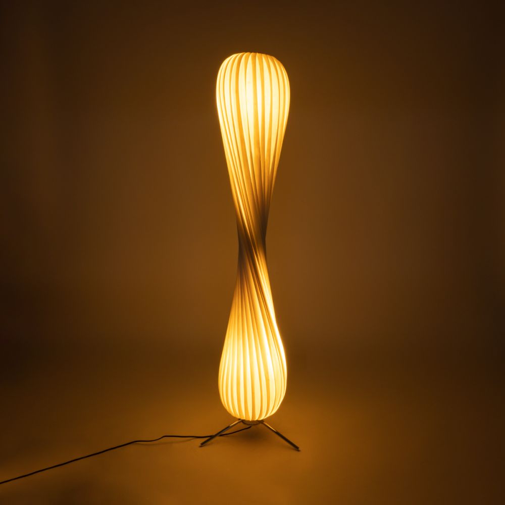 GLOBOSTAR® PRAIA 02225 Μοντέρνο Επιδαπέδιο Φωτιστικό με Ντουί 2 x E27 AC 220-240V IP20 - Μπεζ - Μ25 x Π25 x Υ145cm