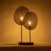 GLOBOSTAR® AZUL 02231 Boho Επιτραπέζιο Φωτιστικό Πορτατίφ με Ντουί 2 x E27 AC 220-240V IP20 - Μπεζ & Μαύρο - Μ45 x Π11 x Υ75cm