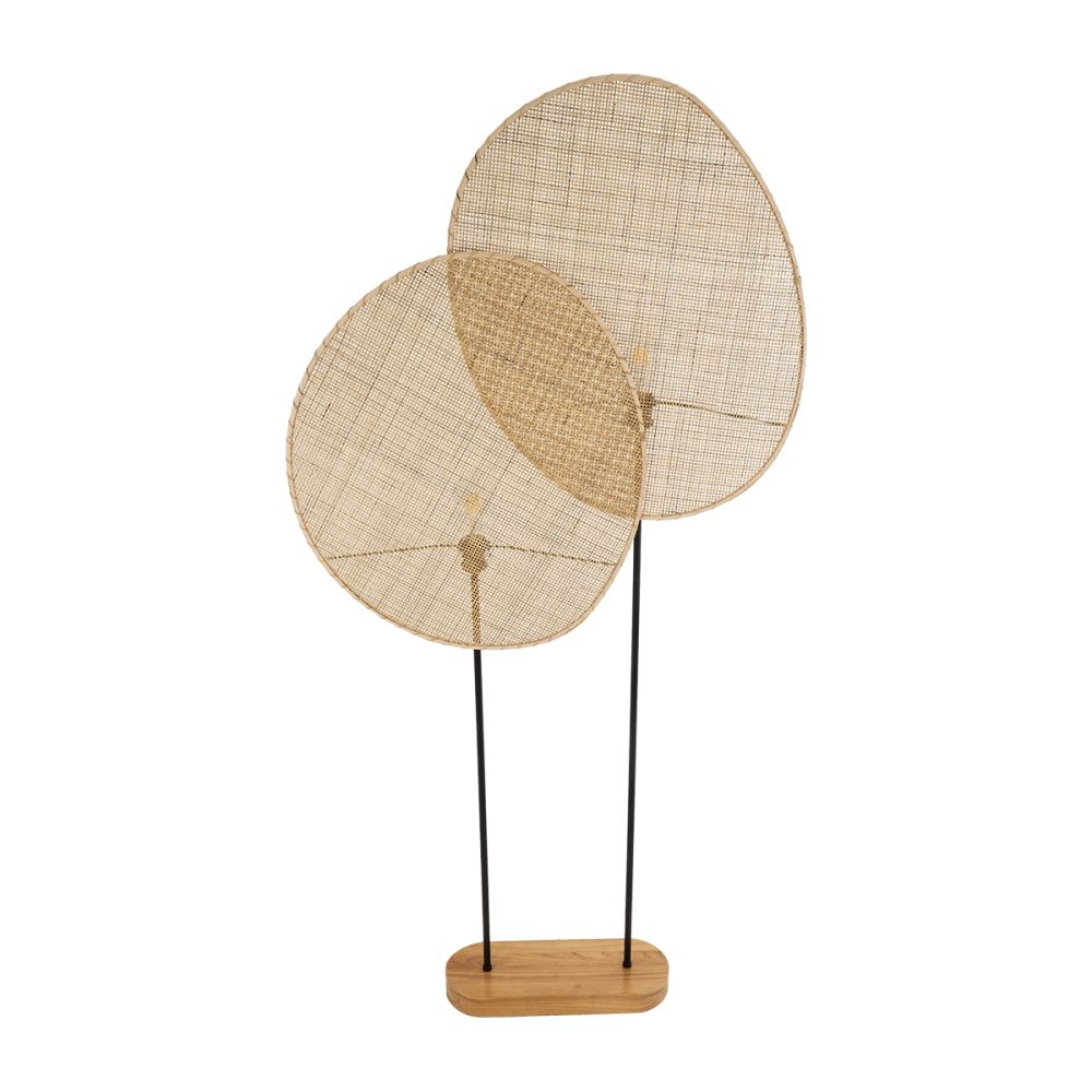 GLOBOSTAR® AZUL 02232 Boho Επιδαπέδιο Φωτιστικό με Ντουί 2 x E27 AC 220-240V IP20 - Μπεζ & Μαύρο - Μ90 x Π17 x Υ170cm