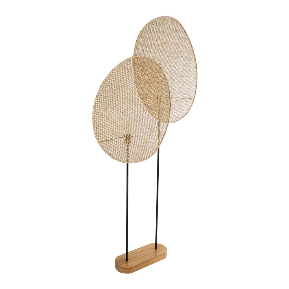 GLOBOSTAR® AZUL 02232 Boho Επιδαπέδιο Φωτιστικό με Ντουί 2 x E27 AC 220-240V IP20 - Μπεζ & Μαύρο - Μ90 x Π17 x Υ170cm