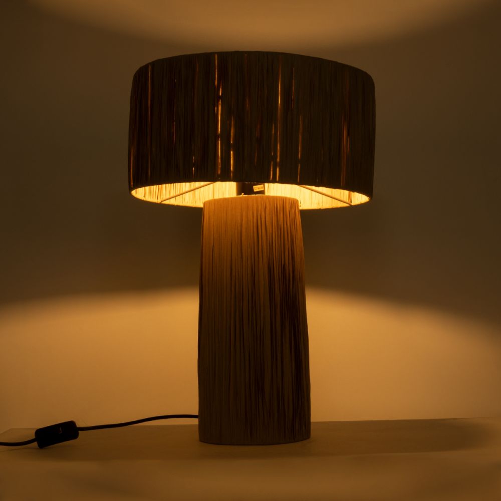 GLOBOSTAR® NASSAU 02233 Boho Επιτραπέζιο Φωτιστικό Πορτατίφ με Ντουί 1 x E27 AC 220-240V IP20 - Καφέ - Μ37 x Π37 x Υ55cm