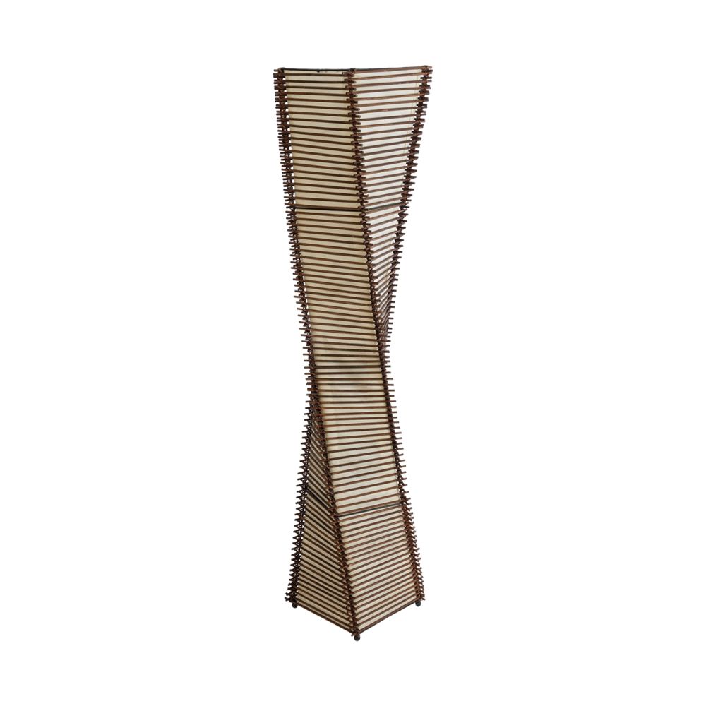 GLOBOSTAR® PALMA 02273 Boho Επιδαπέδιο Φωτιστικό με Ντουί 2 x E27 AC 220-240V IP20 - Καφέ & Μπεζ - Μ34 x Π34 x Υ130cm