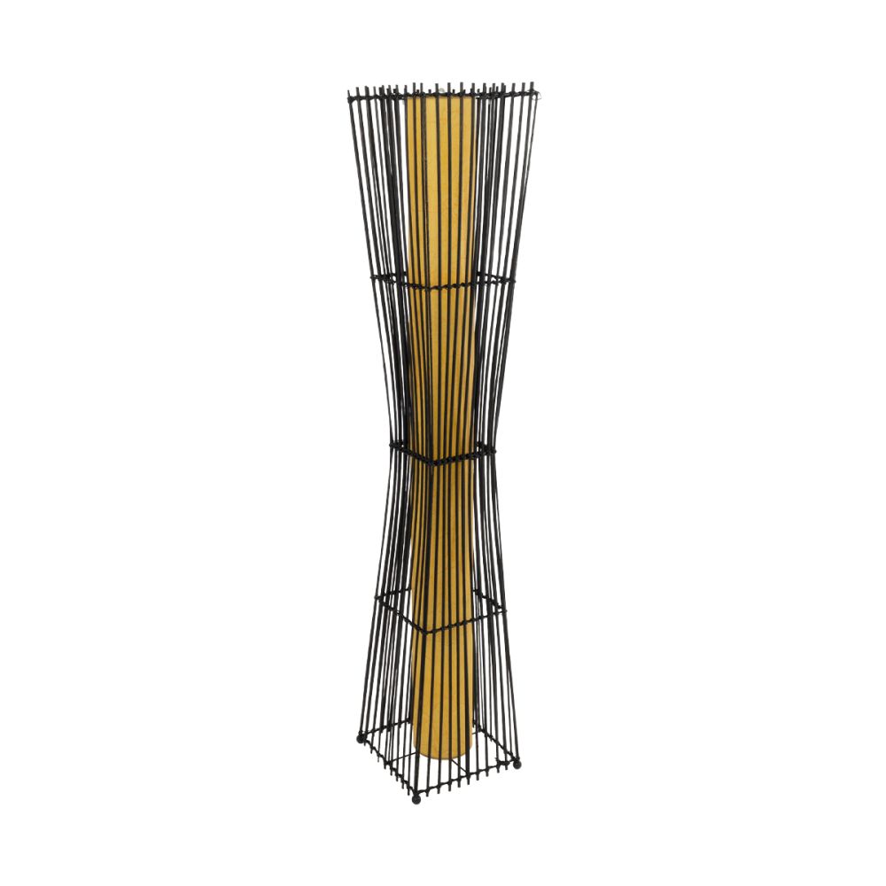 GLOBOSTAR® PALMA 02274 Boho Επιδαπέδιο Φωτιστικό με Ντουί 2 x E27 AC 220-240V IP20 - Μαύρο & Μπεζ - Μ25 x Π25 x Υ140cm