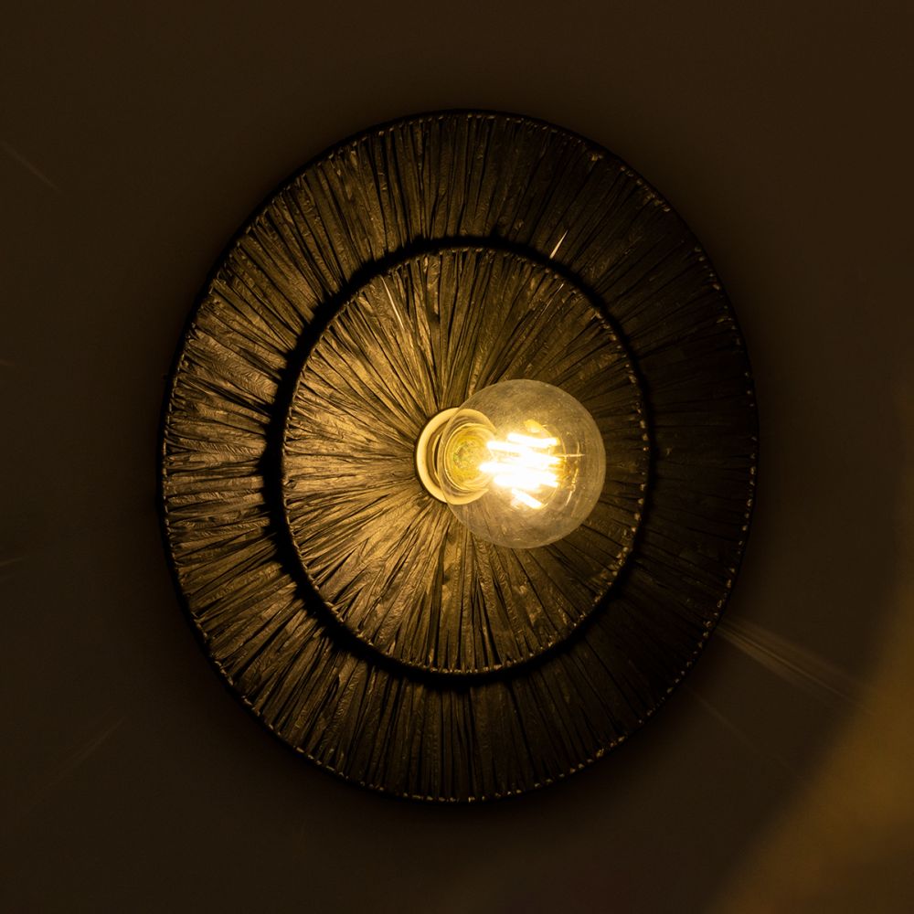 GLOBOSTAR® COLOMBO 02280 Boho Φωτιστικό Τοίχου - Απλίκα με Ντουί 1 x E27 AC 220-240V IP20 - Μαύρο - Μ40 x Π40 x Υ9cm