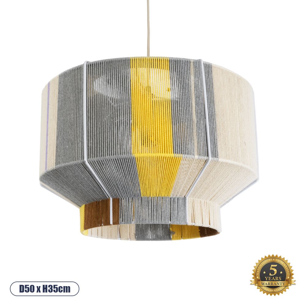 GLOBOSTAR® SALERNO 02290 Boho Κρεμαστό Φωτιστικό Οροφής με Ντουί 1 x E27 AC 220-240V IP20 - Πολύχρωμο - Μ50 x Π50 x Υ35cm