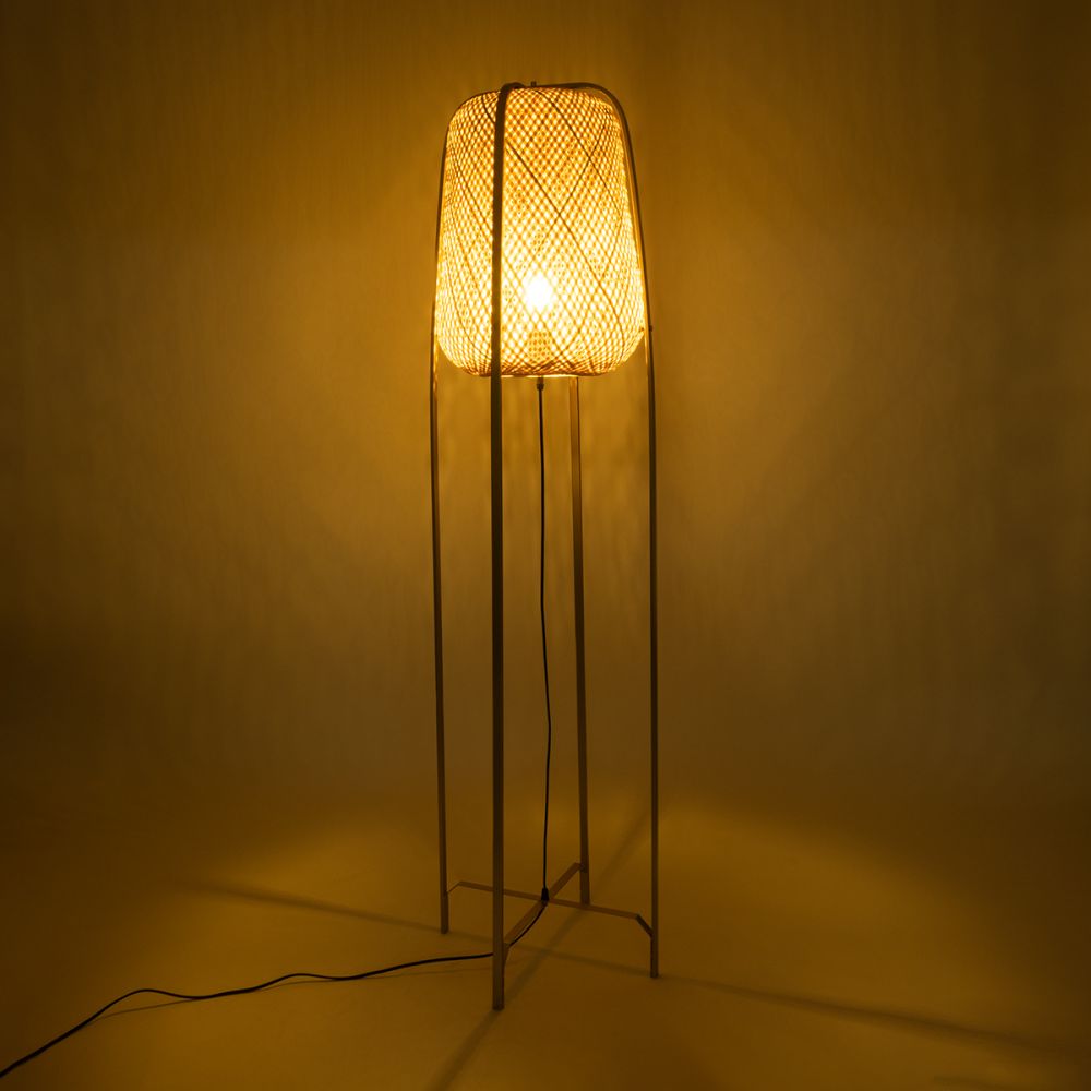GLOBOSTAR® MEILANI 02301 Boho Επιδαπέδιο Φωτιστικό με Ντουί 1 x E27 AC 220-240V IP20 - Χρυσό & Μπεζ - Μ40 x Π40 x Υ150cm