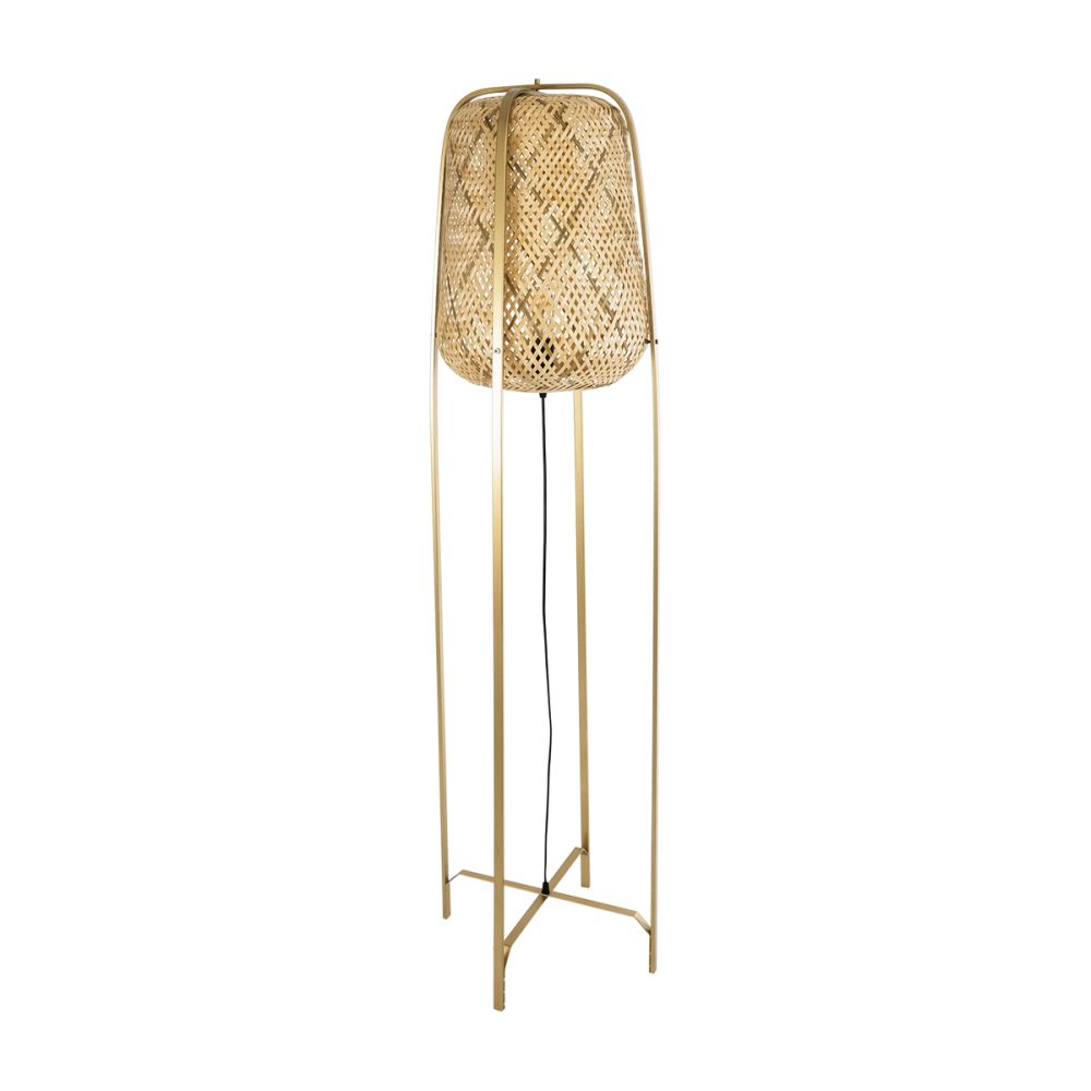 GLOBOSTAR® MEILANI 02301 Boho Επιδαπέδιο Φωτιστικό με Ντουί 1 x E27 AC 220-240V IP20 - Χρυσό & Μπεζ - Μ40 x Π40 x Υ150cm