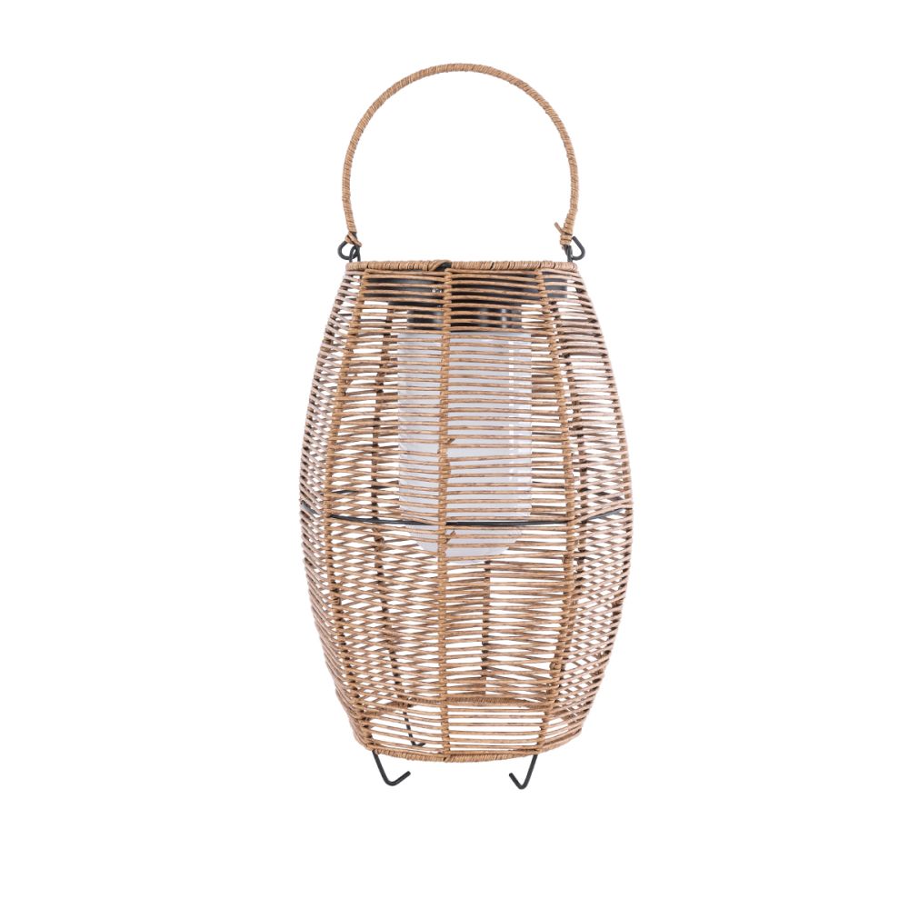 GLOBOSTAR® HESPELER 02305 Boho Επιδαπέδιο Φωτιστικό LED 5W 200lm 180° με Φωτοβολταϊκό Panel 3.6V 0.1W με Αισθητήρα Ημέρας/Νύχτας Αδιάβροχο IP65 Θερμό Λευκό 2700K - Μπεζ - Μ25 x Π25 x Υ45cm - 2 Χρόνια Εγγύηση