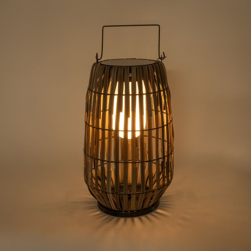 GLOBOSTAR® NETLEY 02306 Boho Επιδαπέδιο Φωτιστικό LED 5W 200lm 180° με Φωτοβολταϊκό Panel 3.6V 0.1W με Αισθητήρα Ημέρας/Νύχτας Αδιάβροχο IP65 Θερμό Λευκό 2700K - Γκρι - Μ30 x Π30 x Υ50cm - 2 Χρόνια Εγγύηση