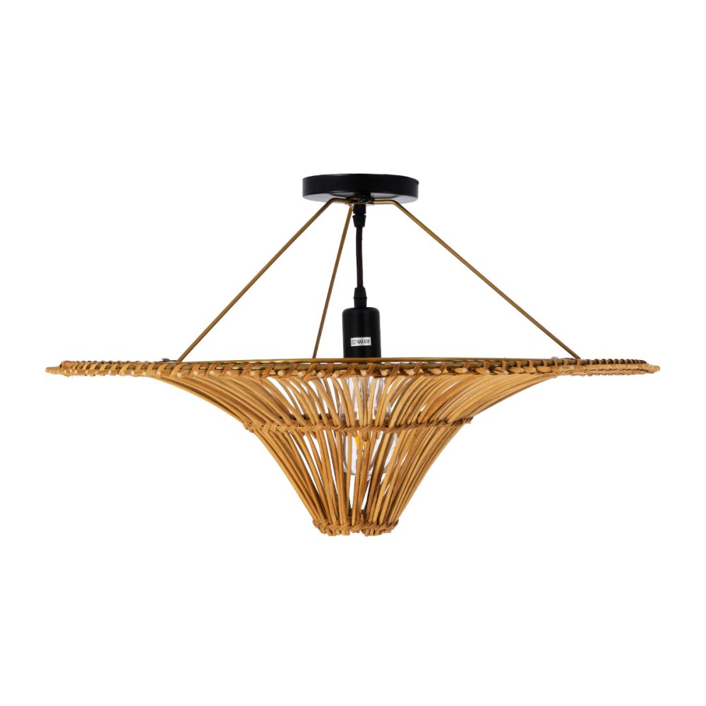 GLOBOSTAR® PALERMO 02308 Boho Φωτιστικό Οροφής με Ντουί 1 x E27 AC 220-240V IP20 - Καφέ - Μ60 x Π60 x Υ36cm