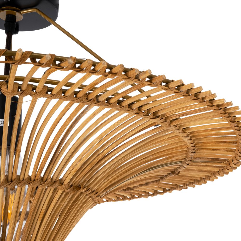 GLOBOSTAR® PALERMO 02308 Boho Φωτιστικό Οροφής με Ντουί 1 x E27 AC 220-240V IP20 - Καφέ - Μ60 x Π60 x Υ36cm