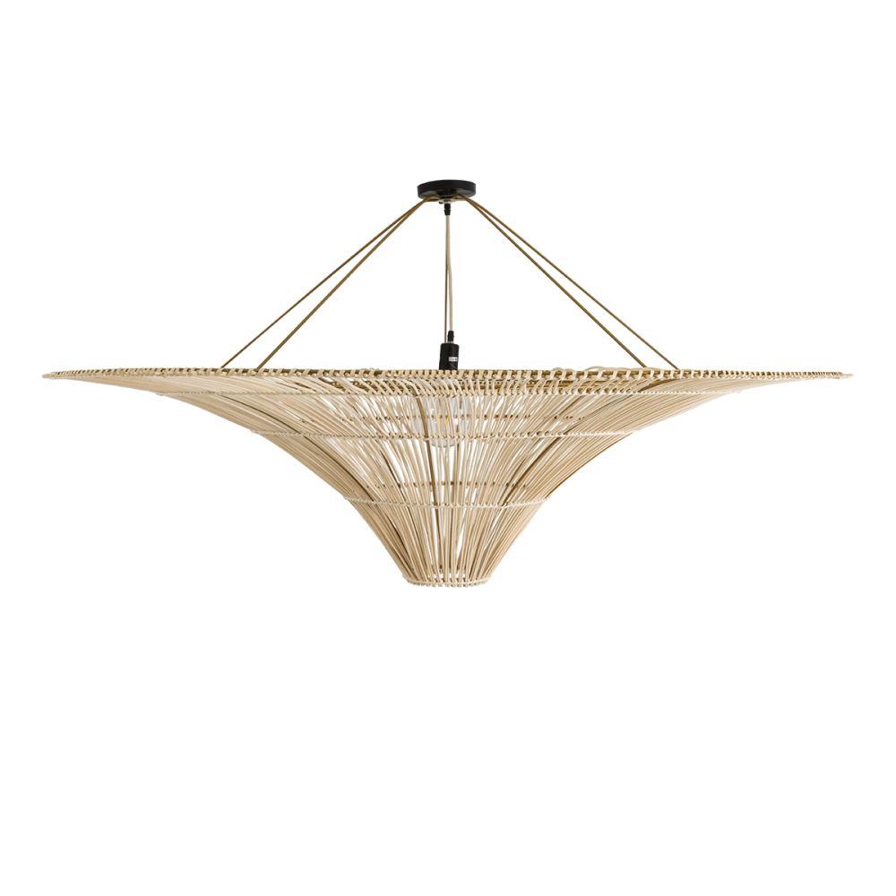 GLOBOSTAR® PALERMO 02309 Boho Φωτιστικό Οροφής με Ντουί 1 x E27 AC 220-240V IP20 - Μπεζ - Μ150 x Π150 x Υ78cm