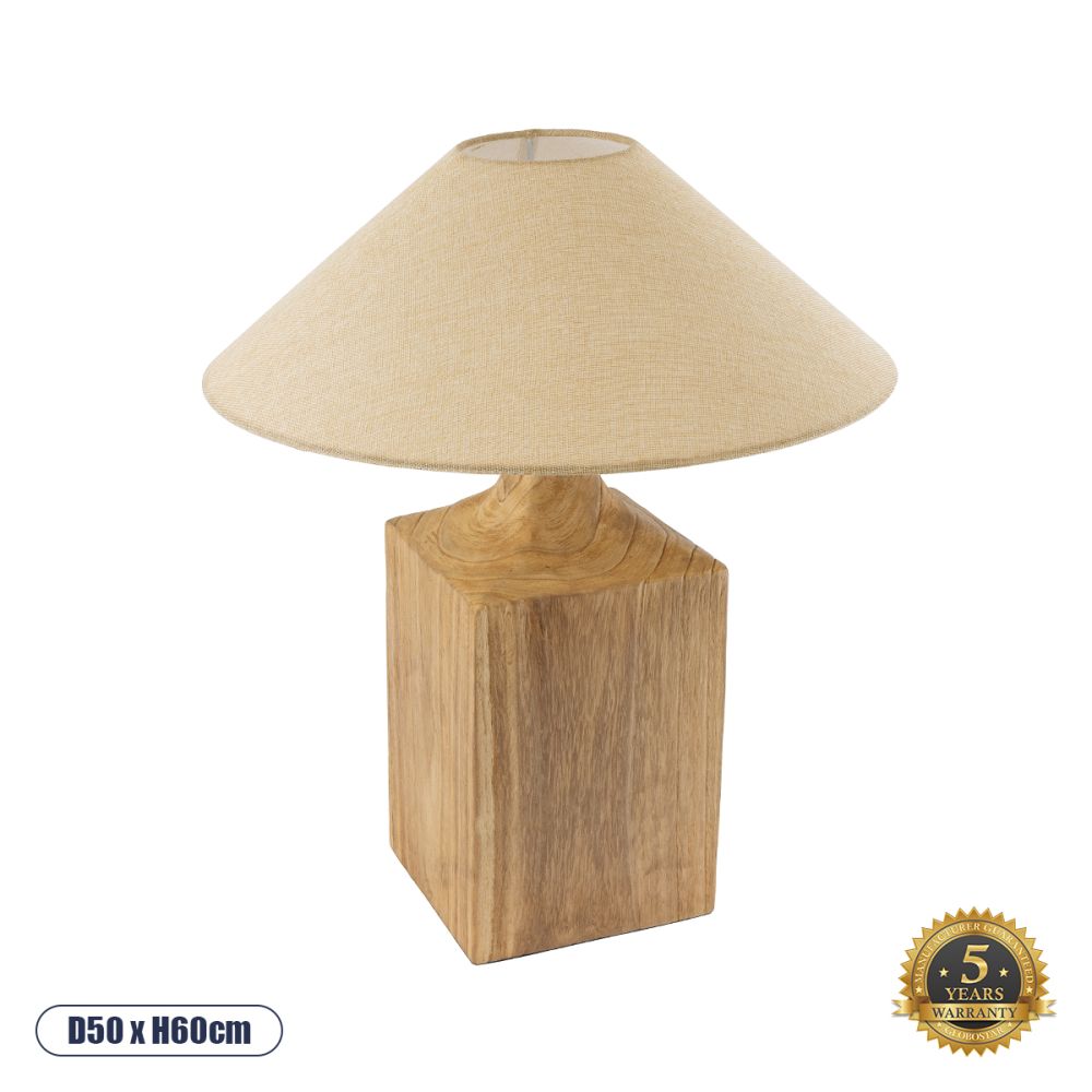 GLOBOSTAR® LAFRONTERA 02313 Boho Επιτραπέζιο Φωτιστικό Πορτατίφ με Ντουί 1 x E27 AC 220-240V IP20 - Μπεζ - Μ50 x Μ50 x Υ60cm