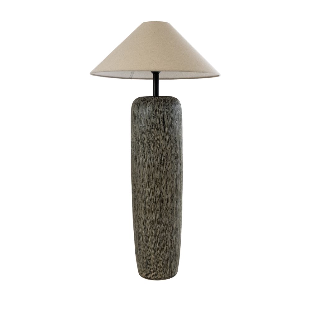 GLOBOSTAR® OLIANA 02315 Boho Επιδαπέδιο Φωτιστικό με Ντουί 1 x E27 AC 220-240V IP20 - Γκρι & Μπεζ - Μ55 x Π55 x Υ110cm