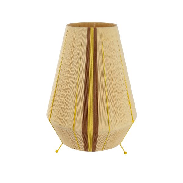 GloboStar® SALERNO 02331 Boho Επιδαπέδιο Φωτιστικό Μονόφωτο 1 x E27 IP20 Μπεζ, Καφε & Κίτρινο Βαμβακερό Νήμα - Μ50 x Π50 x Υ70cm