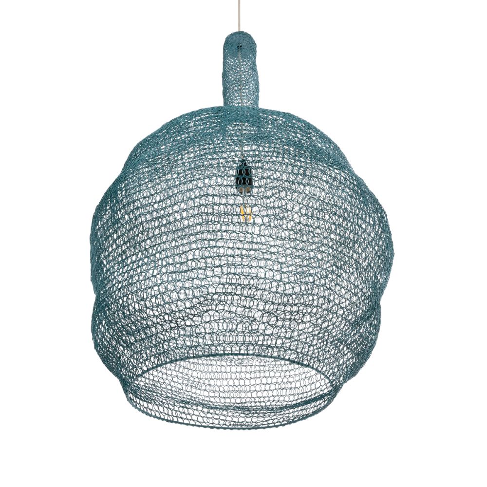 GLOBOSTAR® KENTUCKY 02355 Vintage Κρεμαστό Φωτιστικό Οροφής με Ντουί 1 x E27 AC 220-240V IP20 - Τιρκουάζ - Μ60 x Π60 x Υ90cm