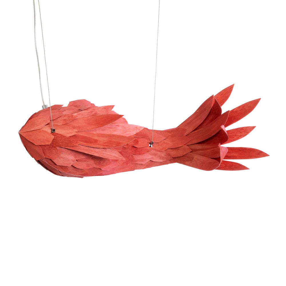 GLOBOSTAR® GOURAMI 02360 Μοντέρνο Κρεμαστό Φωτιστικό Οροφής με Ντουί 1 x E27 AC 220-240V IP20 - Κόκκινο - Μ70 x Π40 x Υ27cm