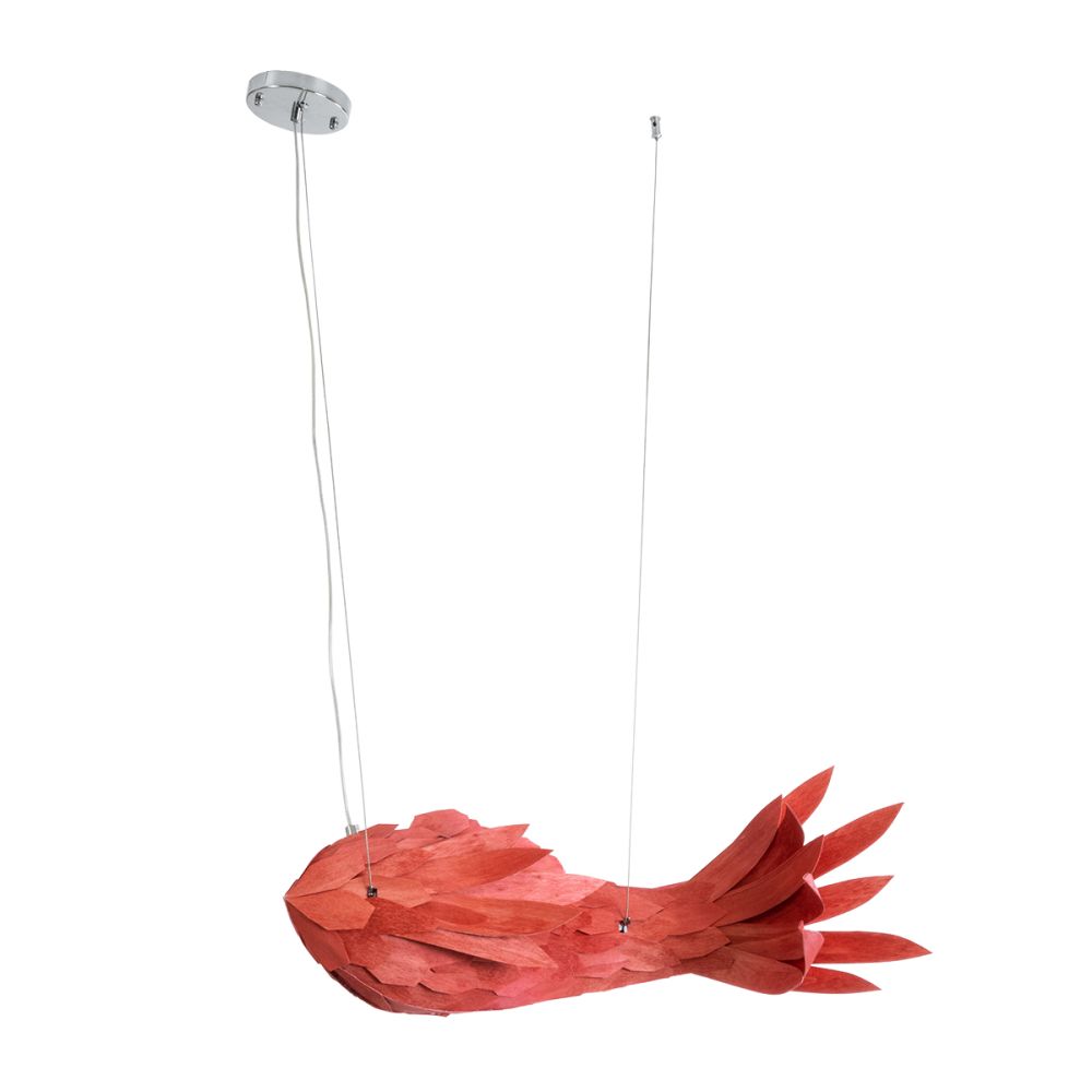 GLOBOSTAR® GOURAMI 02360 Μοντέρνο Κρεμαστό Φωτιστικό Οροφής με Ντουί 1 x E27 AC 220-240V IP20 - Κόκκινο - Μ70 x Π40 x Υ27cm