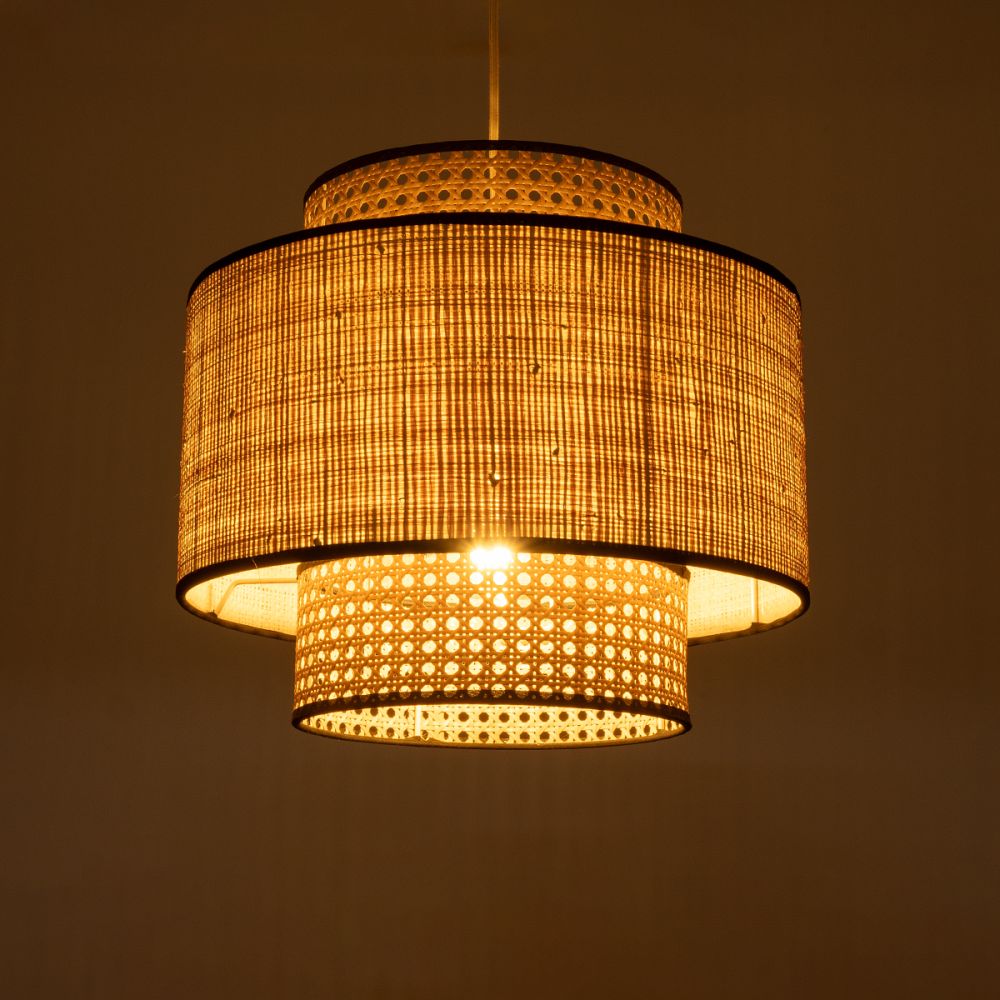 GLOBOSTAR® BRAVADO 02386 Boho Κρεμαστό Φωτιστικό Οροφής με Ντουί 1 x E27 AC 220-240V IP20 - Μπεζ - Μ40 x Π40 x Υ35cm