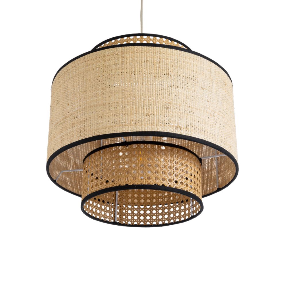 GLOBOSTAR® BRAVADO 02386 Boho Κρεμαστό Φωτιστικό Οροφής με Ντουί 1 x E27 AC 220-240V IP20 - Μπεζ - Μ40 x Π40 x Υ35cm