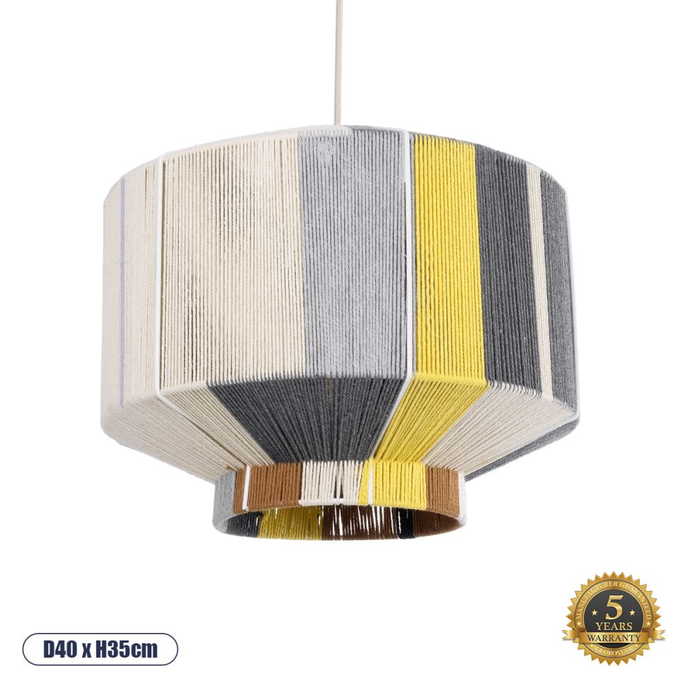 GLOBOSTAR® SALERNO 02388 Boho Κρεμαστό Φωτιστικό Οροφής με Ντουί 1 x E27 AC 220-240V IP20 - Πολύχρωμο - Μ40 x Π40 x Υ35cm