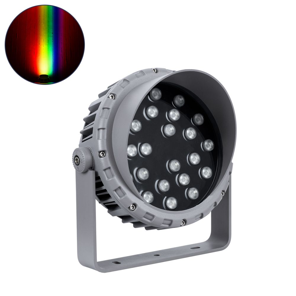 GLOBOSTAR® FLOODMENA 90648 Προβολέας Σποτ Wall Washer με Αντιθαμβωτική Γρίλια LED 36W 2880lm 30° DC 24V Αδιάβροχο IP65 Πολύχρωμο RGBW Dimmable DMX512 - Bridgelux SMD Chip - Γκρι Ανθρακί - Μ23 x Π23 x Υ18cm - 3 Χρόνια Εγγύηση