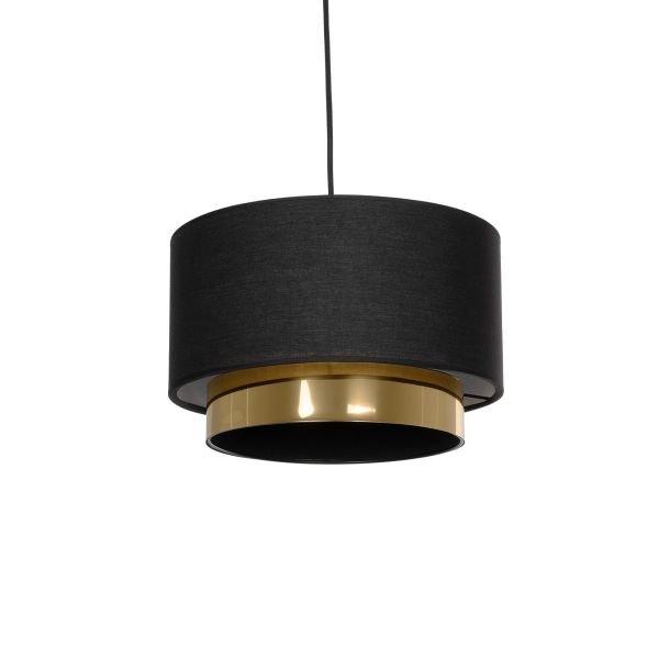 GLOBOSTAR® BASIL 204-0174 Μοντέρνο Κρεμαστό Φωτιστικό Οροφής με Ντουί 1 x E27 AC 220-240V IP20 - Μαύρο & Χρυσό - Μ30 x Π30 x Υ20cm