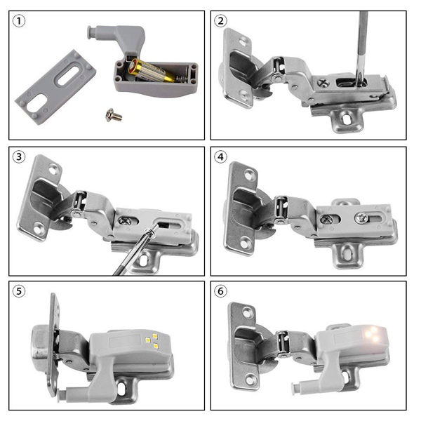 Φωτιστικό Ντουλάπας LED για Μεντεσέ με Διακόπτη On/Off Κουμπωτό με Μπαταρία(Δεν συμπεριλαμβάνεται) Θερμό Λευκό 3000k GloboStar 07031