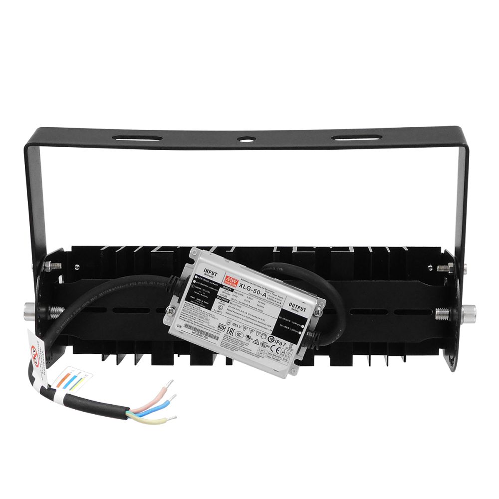 GLOBOSTAR® GOLIATH 90100-1 Προβολέας για Γήπεδα Tennis & Ποδοσφαίρου 5x5 LED 50W 7500lm 75°x135° SDCM<5 Fish Eye Lens AC 220-240V Αδιάβροχο IP65 IK08 Φυσικό Λευκό 5000K - Lumileds SMD Chip & Mean Well Driver - Μαύρο Ματ - Μ32 x Π12 x Υ9cm - 5 Χ