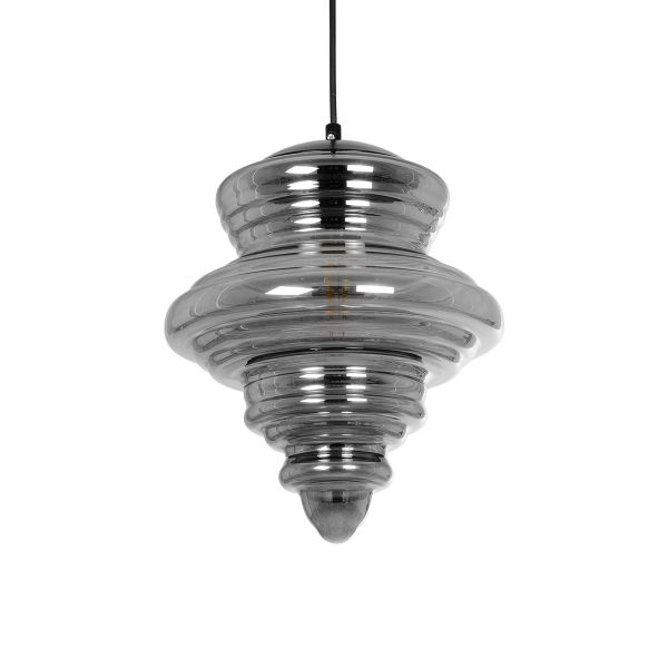 GLOBOSTAR® CORTE 206-0028 Μοντέρνο Κρεμαστό Φωτιστικό Οροφής με Ντουί 1 x E27 AC 220-240V IP20 - Μαύρο Φιμέ - Μ25 x Π25 x Υ30cm