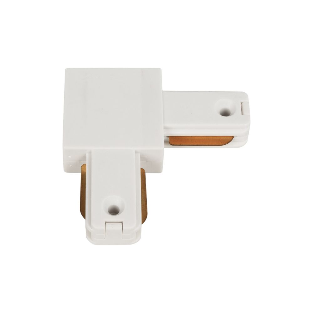 GLOBOSTAR® EUROTRACK-1PH 60906 Μονοφασικός Σύνδεσμος Γ Ράγας 2 Καλωδίων 1L+1N για Σύστημα Ράγας Eurotrack-1PH AC 220-240V IP20 - Λευκό Ματ - Μ6.5 x Π6.5 x Υ1.6cm