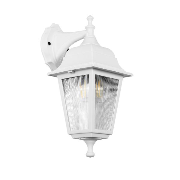 GloboStar® SOLME 203-0221 Vintage Επιτοίχιο Φωτιστικό Φαναράκι Μονόφωτο 1 x E27 IP44 Λευκό Πλαστικό - Μ15 x Π20 x Υ35cm