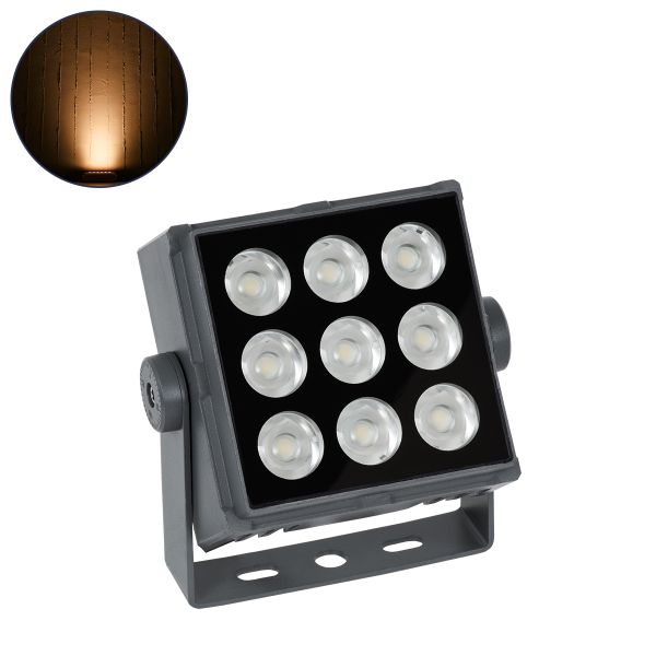 GloboStar® FLOOD-TINY 90367 Προβολέας Wall Washer για Φωτισμό Κτιρίων LED 27W 2295lm 3° DC 24V Αδιάβροχο IP65 L13.8 x W16.4 x H7cm Αρχιτεκτονικό Πορτοκαλί 2200K - Γκρι Ανθρακί - 3 Years Warranty