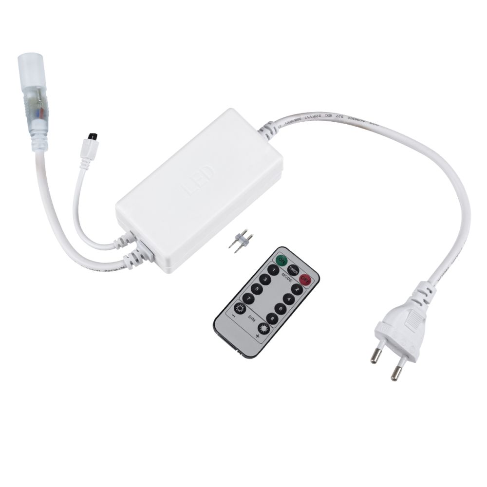 GLOBOSTAR® LIGHTUBE-A 70666 Dimmer / Controller με RF Ασύρματο Χειριστήριο 2A 460W AC 220-240V σε DC 220-240V για έως 100 Μέτρα Φωτοσωλήνα LED Αδιάβροχο IP44 Dimmable - Λευκό - Μ47 x Π5 x Υ3cm - 2 Χρόνια Εγγύηση