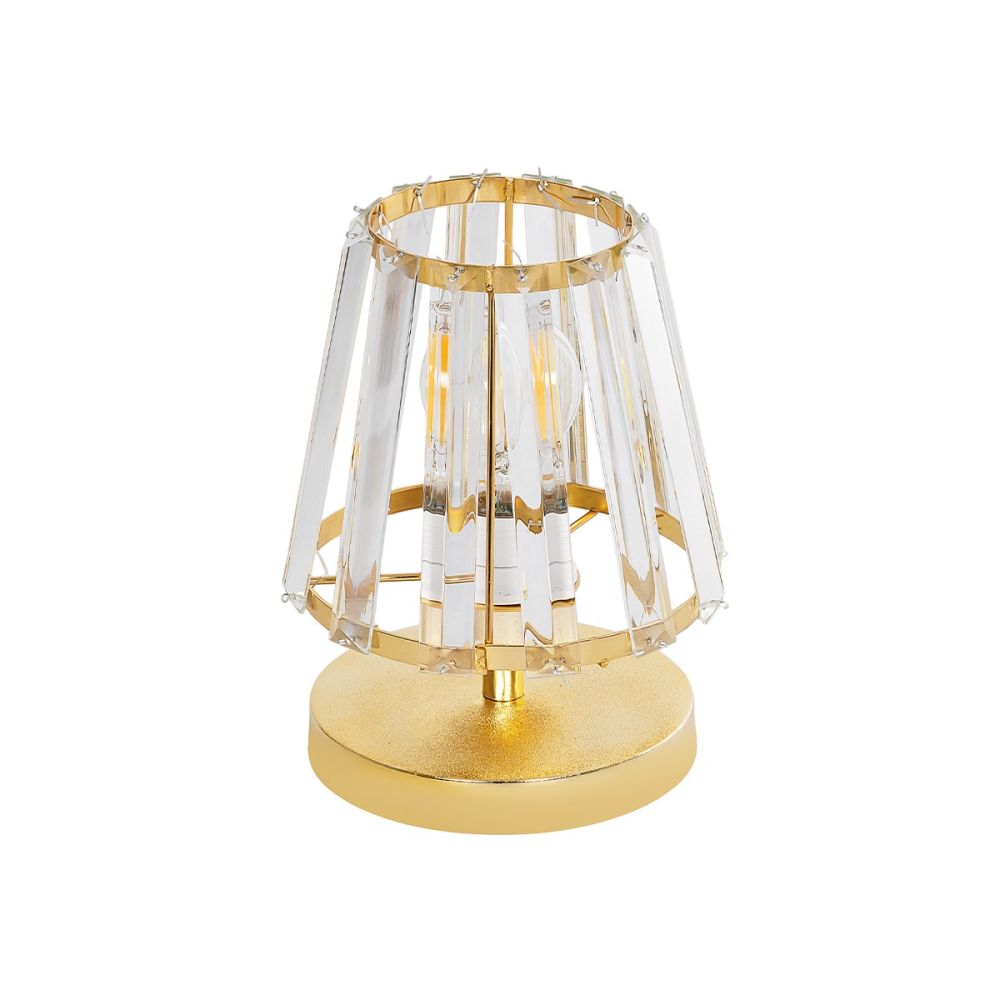 GLOBOSTAR® GLASSY 204-0064 Μοντέρνο Επιτραπέζιο Φωτιστικό Πορτατίφ με Ντουί 1 x E27 AC 220-240V IP20 - Χρυσό & Διάφανο - Μ18 x Π180 x Υ22cm