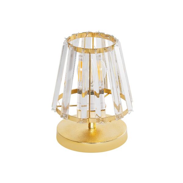 GLOBOSTAR® GLASSY 204-0064 Μοντέρνο Επιτραπέζιο Φωτιστικό Πορτατίφ με Ντουί 1 x E27 AC 220-240V IP20 - Χρυσό & Διάφανο - Μ18 x Π180 x Υ22cm