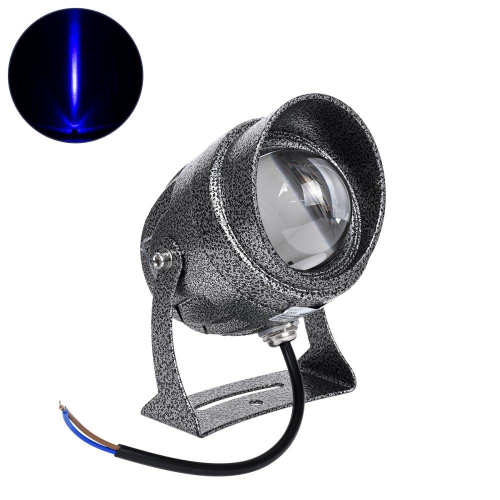 GLOBOSTAR® SPOTXENIA 90634 Σποτ Φωτισμου με Αντιθαμβωτική Γρίλια LED 16W 1360lm 3° DC 24V Αδιάβροχο IP65 Μπλε Dimmable - Bridgelux COB Chip - Σφυρήλατο Γκρι Ανθρακί - Μ9 x Π9 x Υ12cm - 3 Χρόνια Εγγύηση