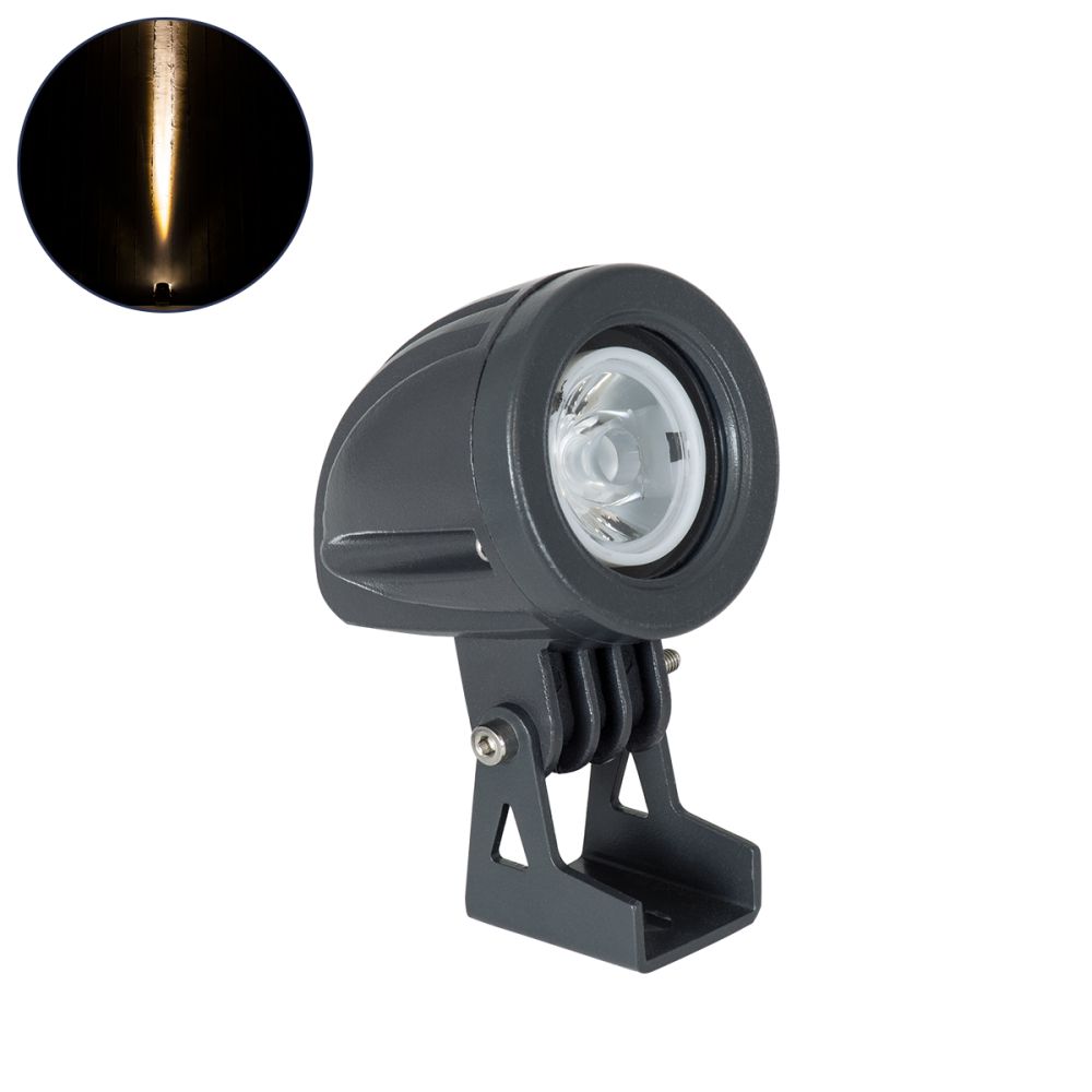 GLOBOSTAR® TREEDITA 90474 Φωτιστικό Σποτ για Φυτά - Δέντρα LED 3W 330lm 8° DC 24V Αδιάβροχο IP67 Θερμό Λευκό 2700K Dimmable - Bridgelux SMD Chip - Γκρι Ανθρακί - Μ5.7 x Π6.5 x Υ9.8cm - 3 Χρόνια Εγγύηση