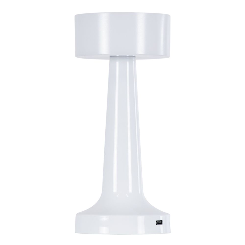 GloboStar® NANNA 76471 Επαναφορτιζόμενο Επιτραπέζιο Φωτιστικό Πορτατίφ LED 1.5W 105lm 120° DC 5V IP44 CCT Ultra Θερμό 1500K - Φυσικό Λευκό 4500K - Ψυχρό Λευκό 6000K Dimmable Λευκό Πλαστικό - Μ9 x Π9 x Υ21cm - 2 Χρόνια Εγγύηση