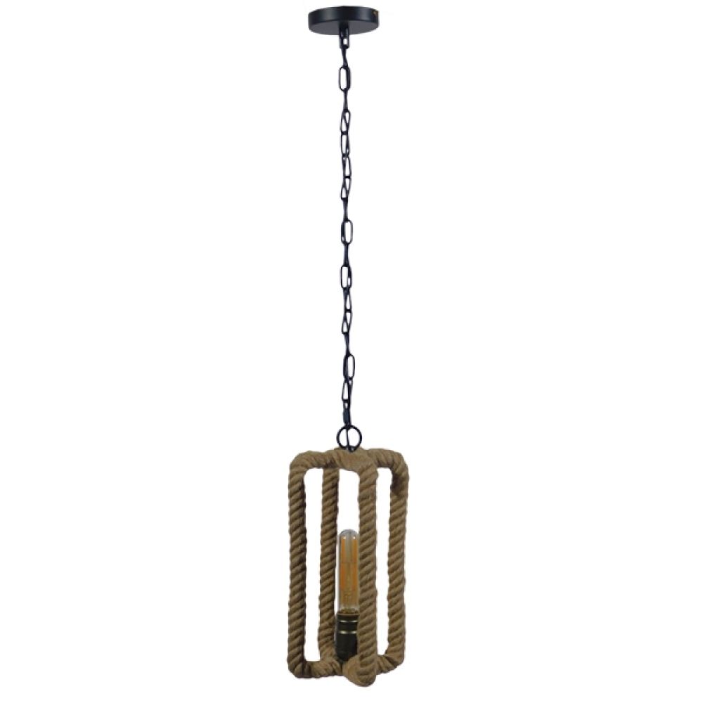 GLOBOSTAR® ELDORA 10001014 Vintage Κρεμαστό Φωτιστικό Οροφής με Ντουί 1 x E27 AC 220-240V IP20 - Μπεζ & Μπρούτζινο - Μ13 x Π13 x Υ30cm