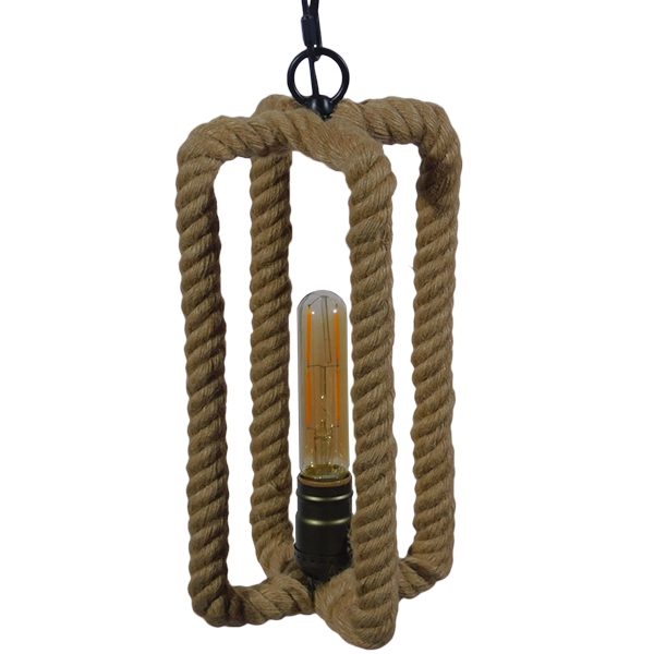 GLOBOSTAR® ELDORA 10001014 Vintage Κρεμαστό Φωτιστικό Οροφής με Ντουί 1 x E27 AC 220-240V IP20 - Μπεζ & Μπρούτζινο - Μ13 x Π13 x Υ30cm